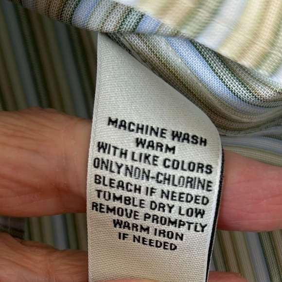 Jessica Sport 100% cotton green and yellow striped button down shirt-Size 14 - Picture 9 of 10